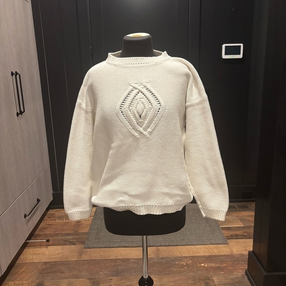 Eddie Bauer Sweaters - Vintage Eddie Bauer 100% Cotton Cream Knit Sweater L